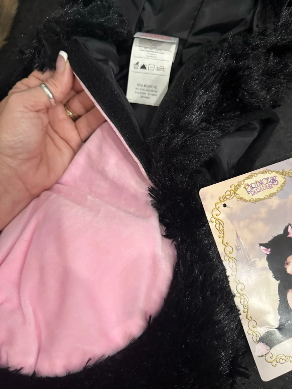 PRINCESS PARADISE Infant FUZZY Plush Black & Pink Kitty Cat Costume 6-12 Months